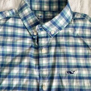 Vineyard Vines Blue and Green Plaid Button Down Shirt